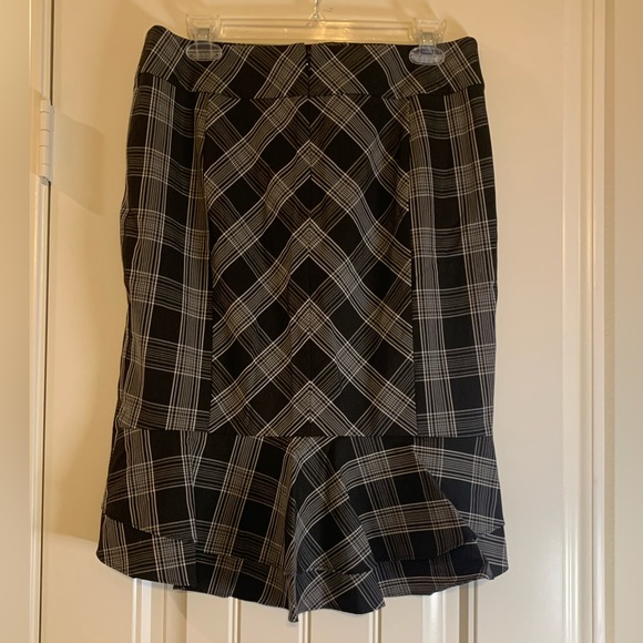 Express Design Studio Black/White Plaid Fishtail Pencil Skirt l Size 8 Y2K - Picture 3 of 8